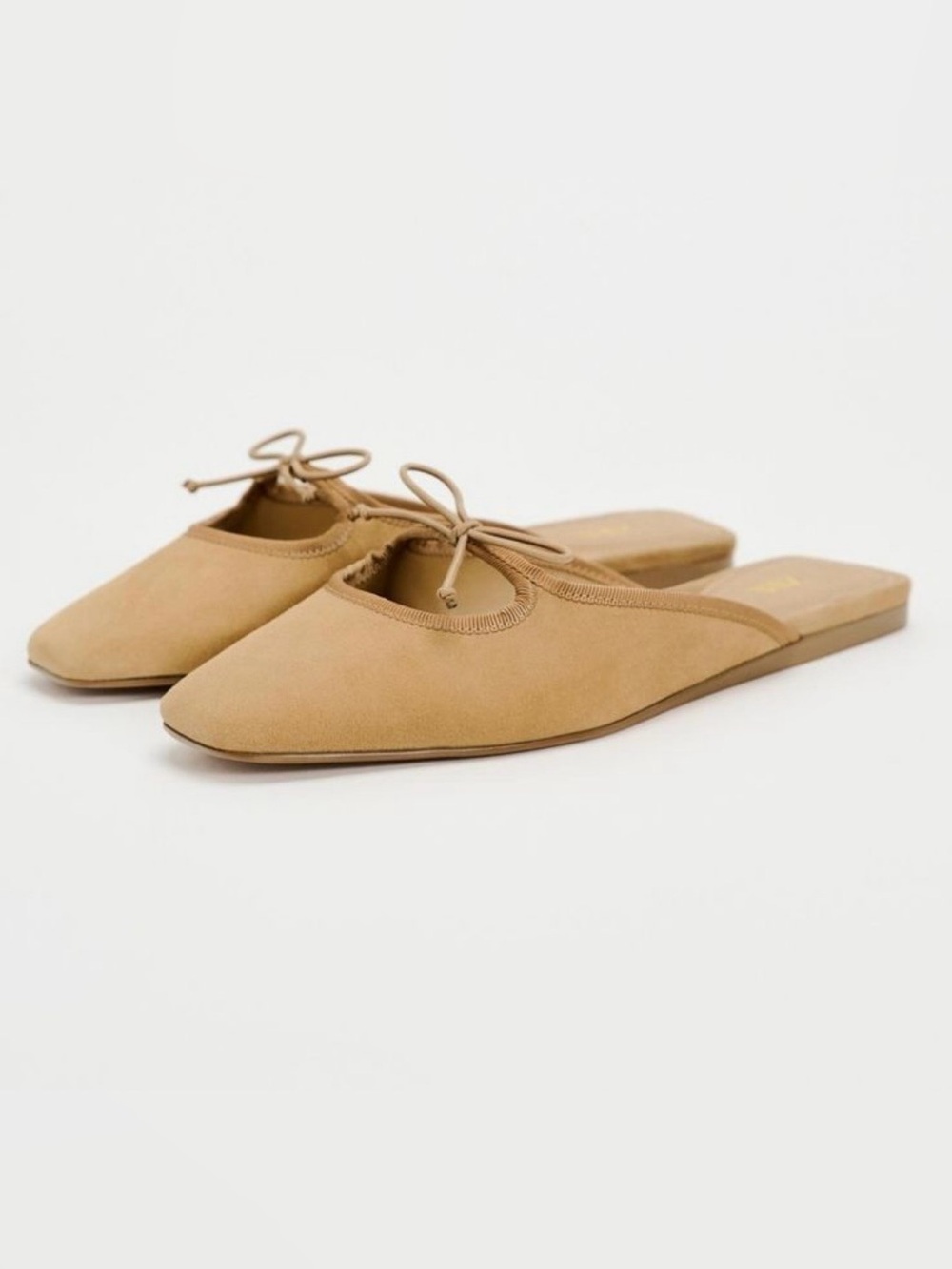 Women’s Zara Ballet-Inspired Tan Suede Slip-On Mules